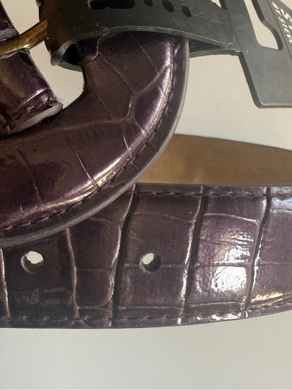 Steve Madden Croc-Embossed Wide Belt in Dark Purple Plum NWT Small 4-6 Y2K
